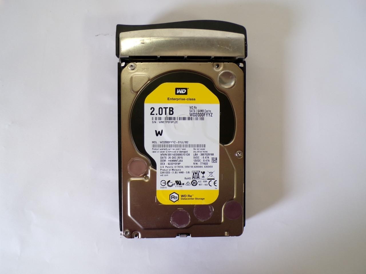 Western Digital Re WD2000FYYZ-01UL1B2 2TB HDD 3.5" 64MB SATA Hard Drive W/ Caddy