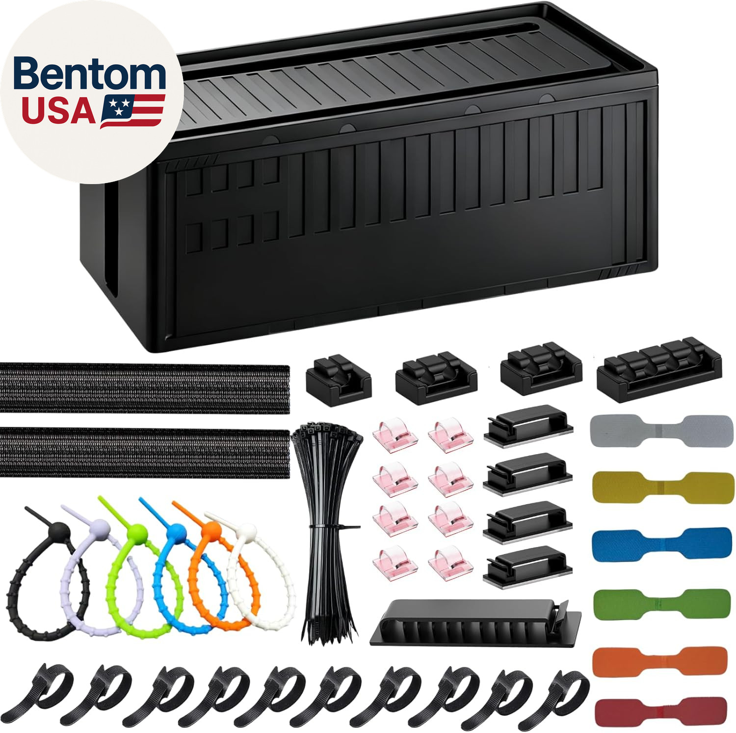 Cable Box - [142Pcs] Cable Management Kit, Medium Cord Hider Box to Conceal Powe