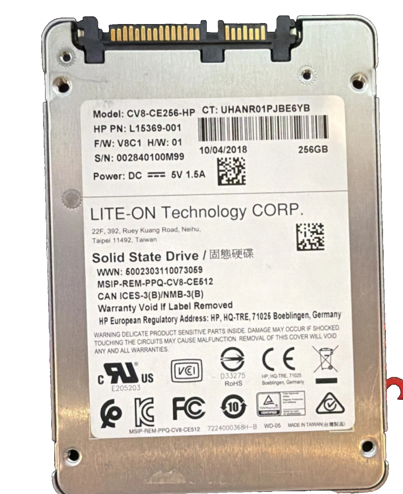 Lite-On CV8-CE256-HP 256GB 2.5" SATA Internal SSD Silver L15369-001
