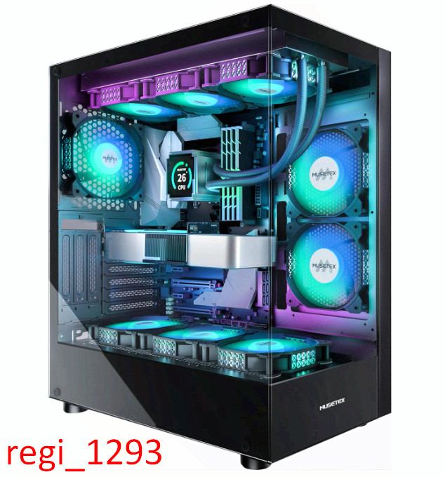 ATX PC Case w/6 PWM ARGB Fans, Type-C, Dual Tempered Glass, Black K2