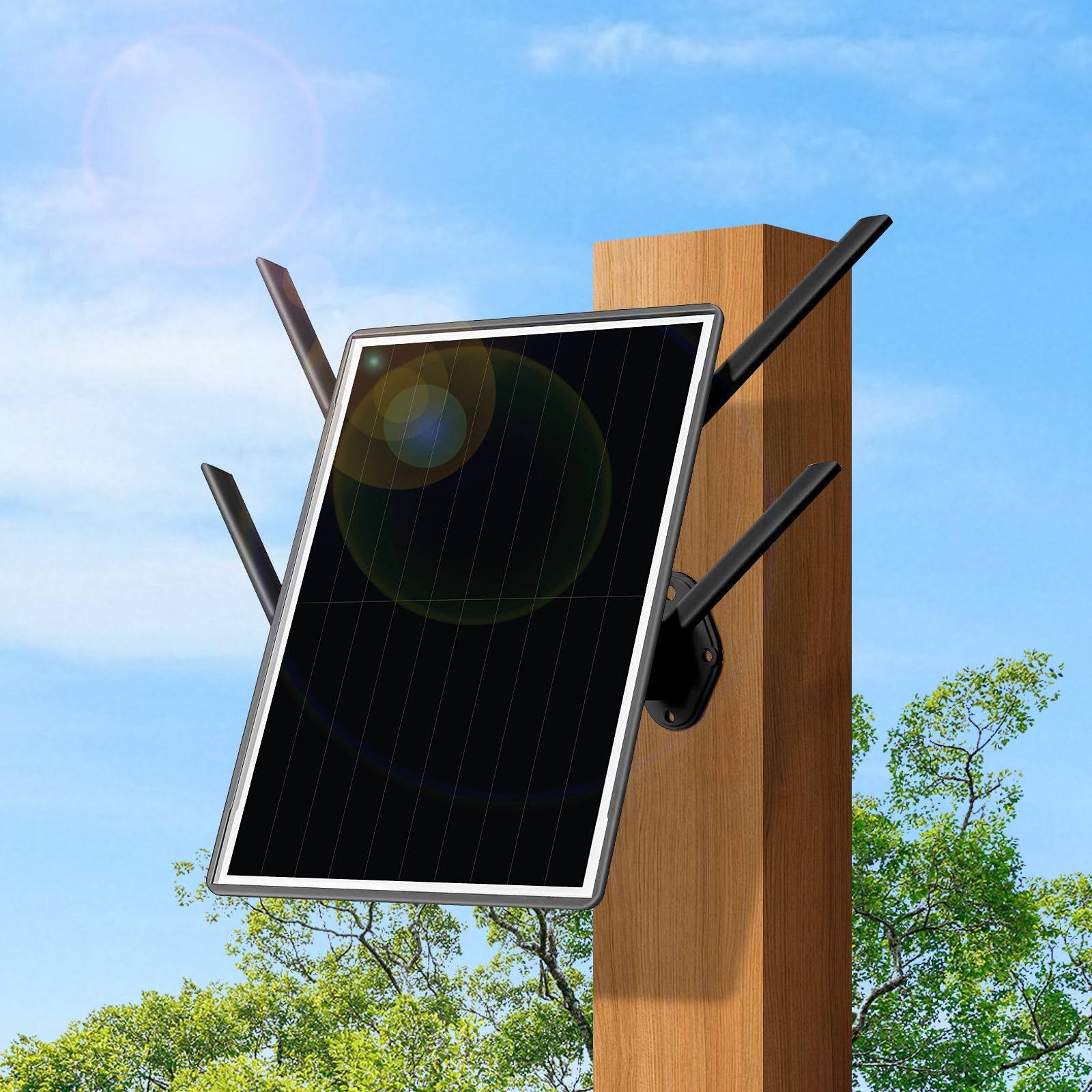 Solar WiFi Extender Outdoor with 4 Antennas, Powered 15 inches, Grey