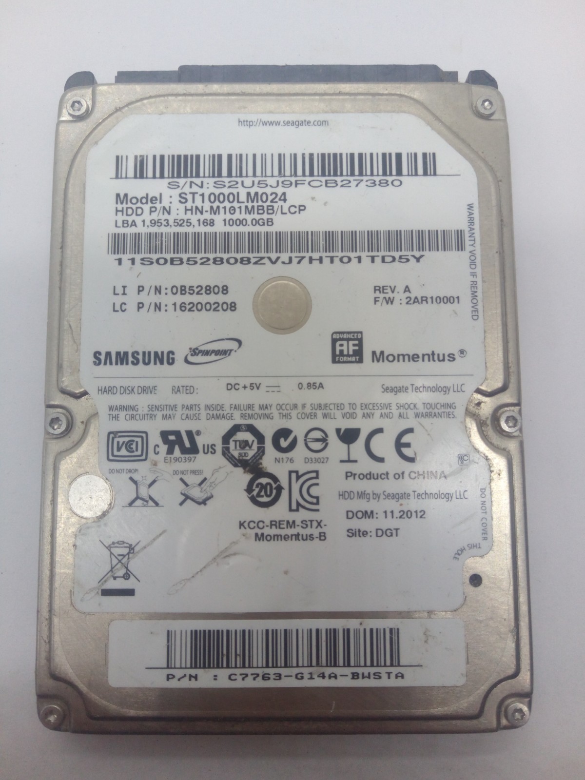 Samsung **ST1000LM024** 1TB*** SATA HDD Notebook 2.5 inch #NFP2185