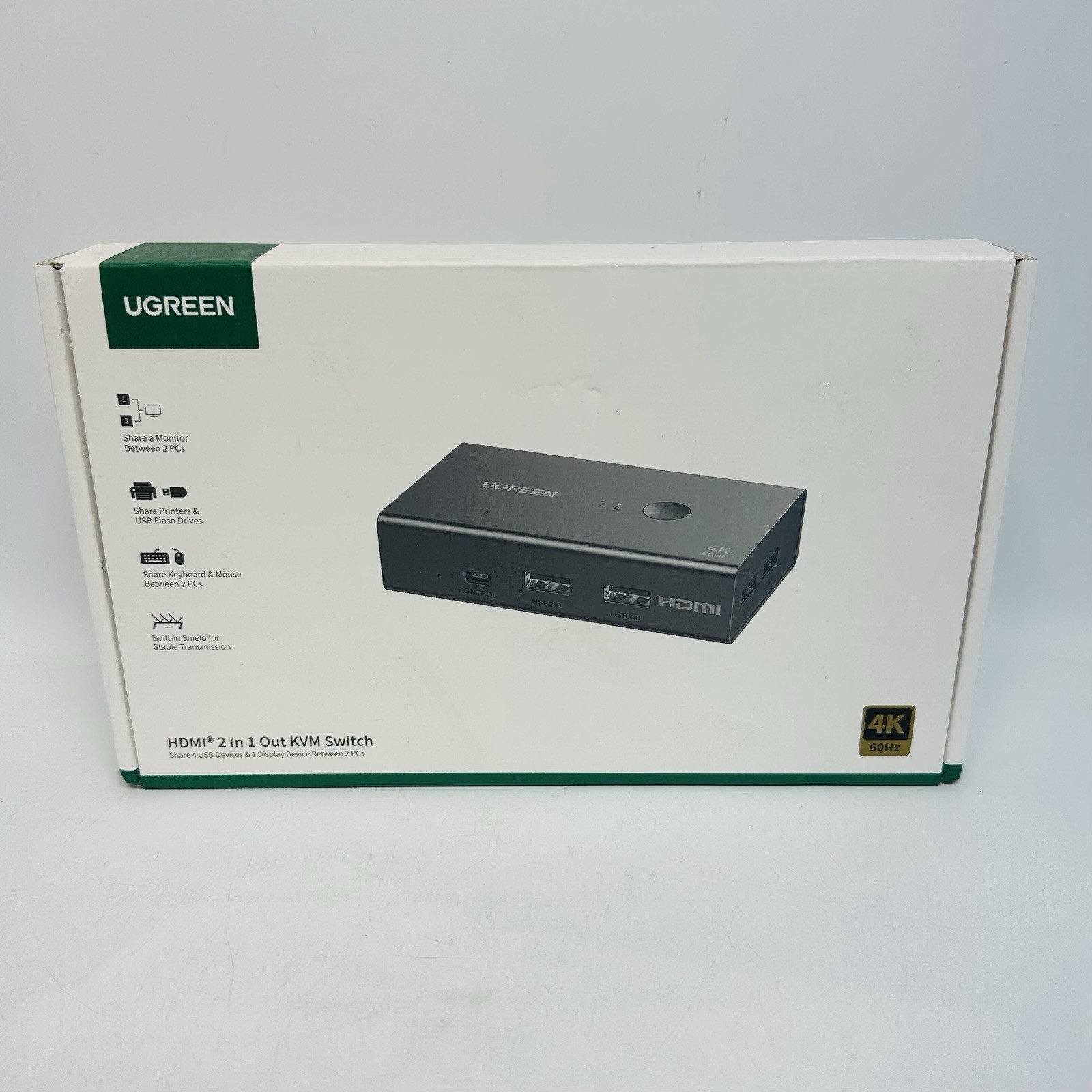 UGREEN HDMI KVM Switch 1 Monitor 2 Computers 4K@60Hz w/ 4 USB Ports *NEW*