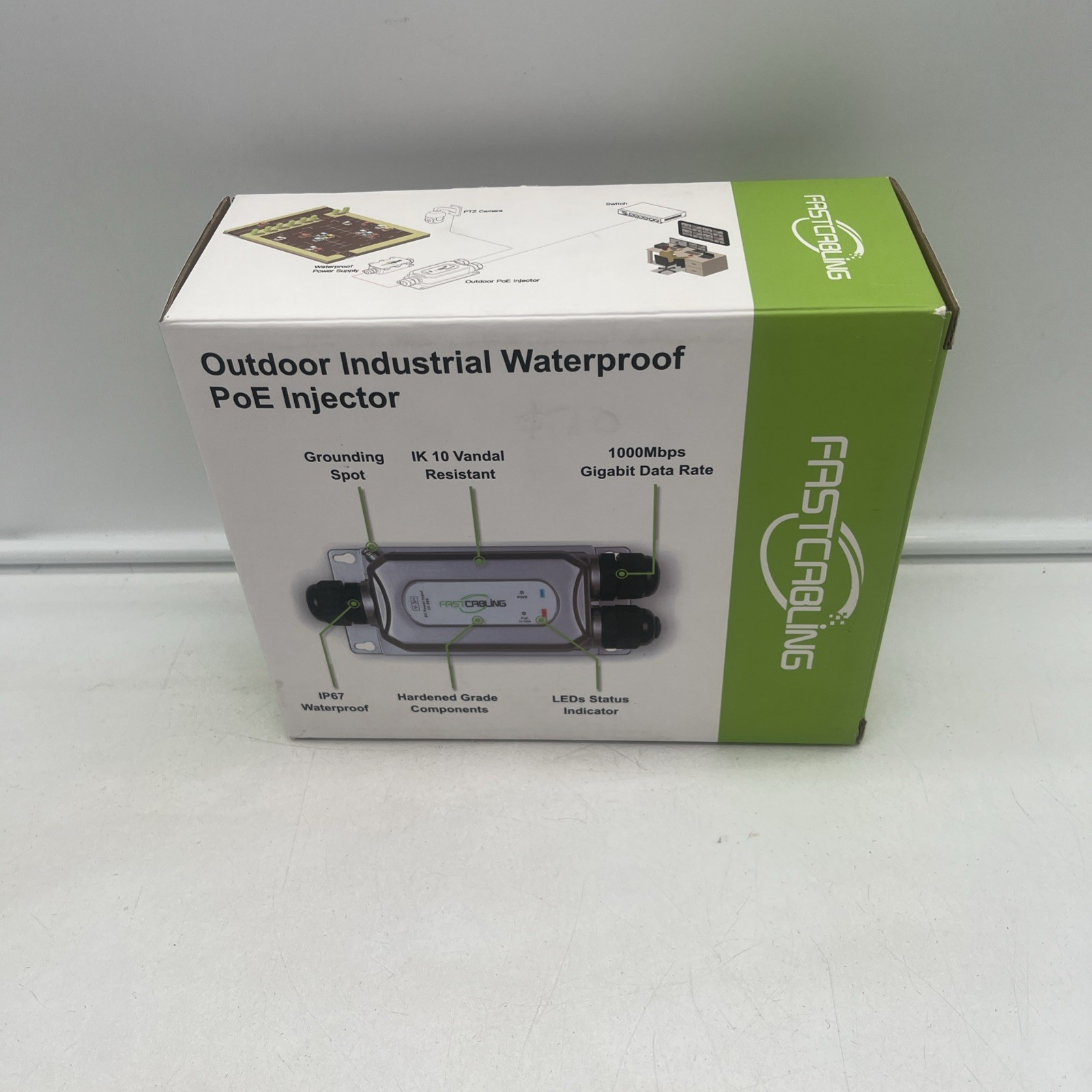 Fastcabling High Power 802.3bt Outdoor Waterproof PoE++ Splitter DC12V / 5A
