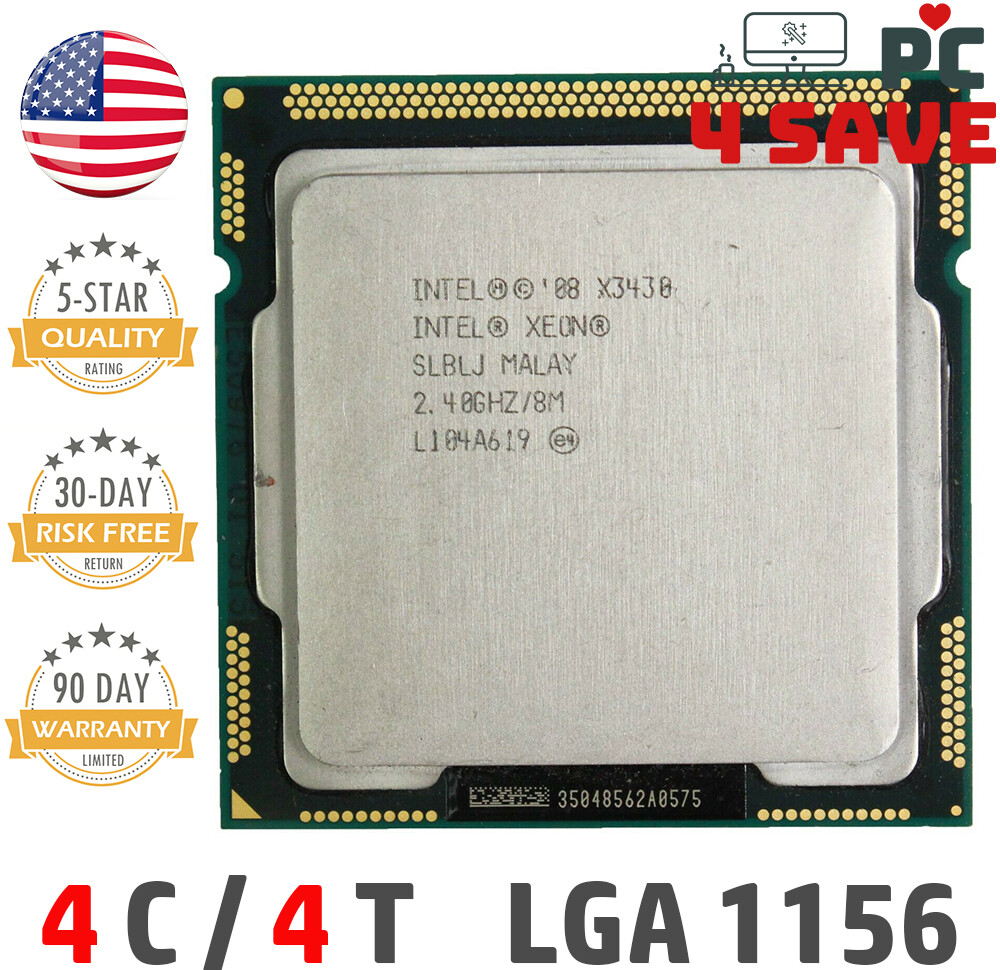 Intel Xeon X3430 SLBLJ 2.40GHz 8MB Quad Core LGA 1156 Server Processor CPU 95W
