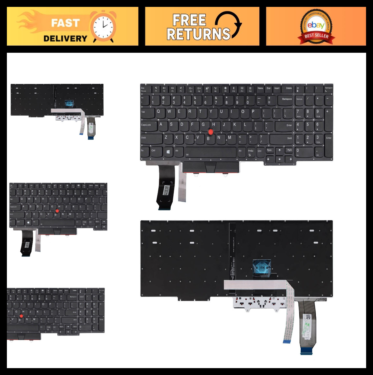 Backlit Replacement Keyboard for Lenovo ThinkPad E15 Gen 1-4 with Pointer