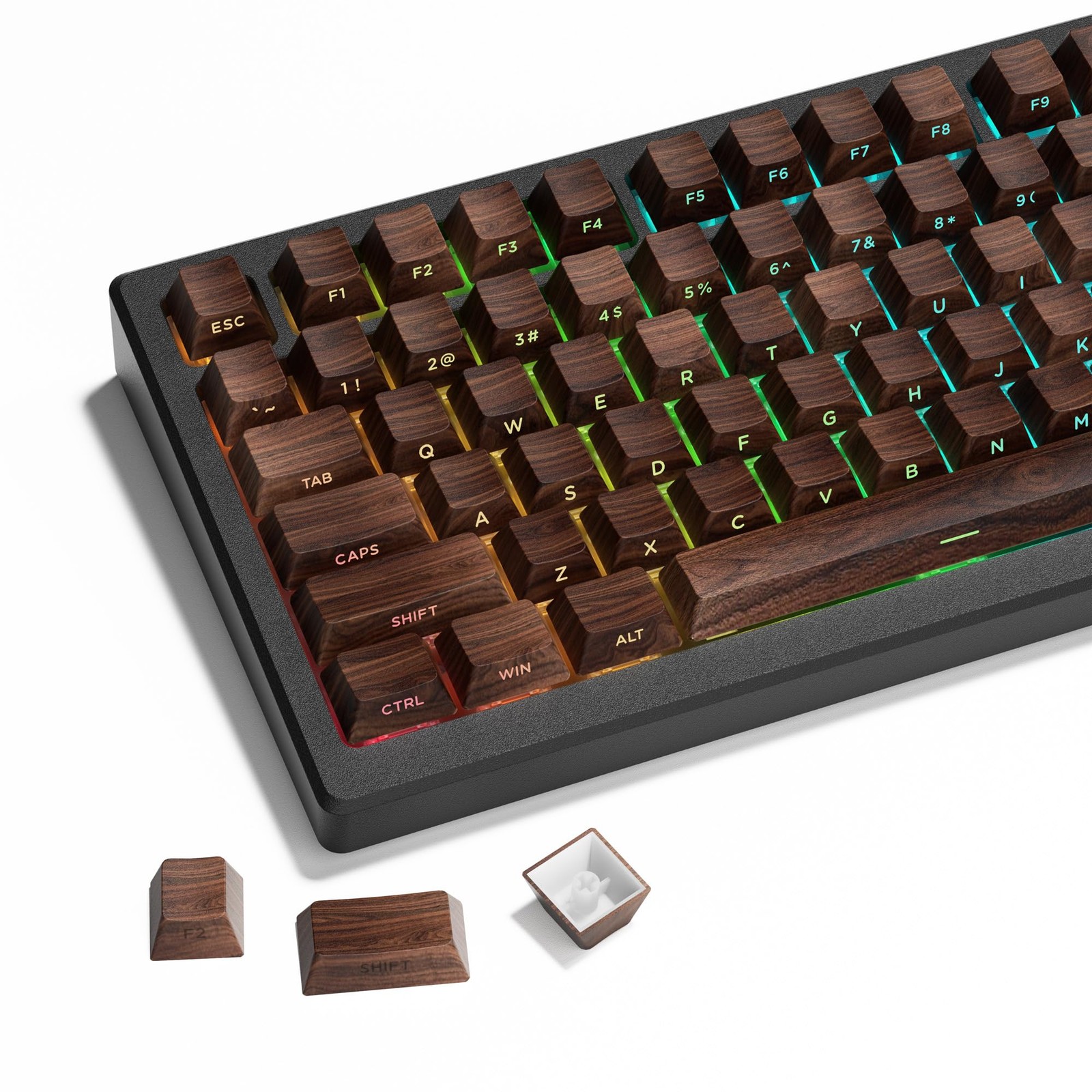 126 PCS XVX PBT Keycaps Side Print Shine Through Retro Cherry Walnut Texture