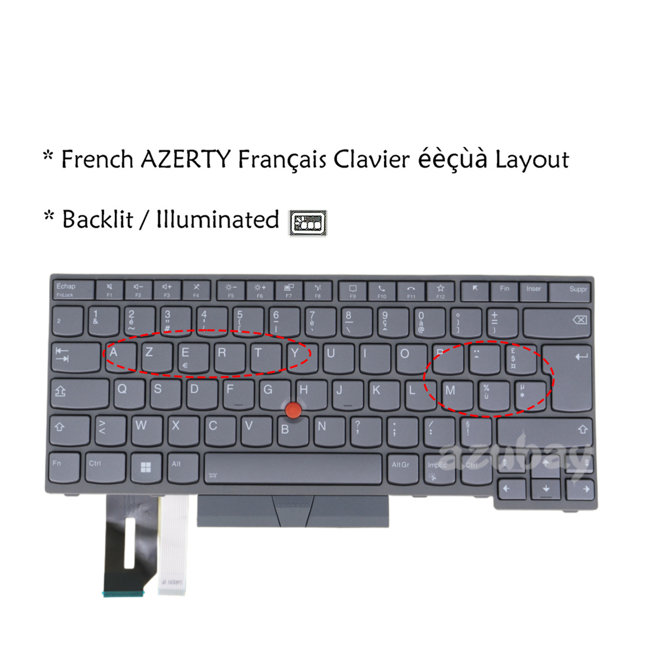 Clavier Français FR For Lenovo ThinkPad P14s Gen 1 / 2, T14 Gen 1 / 2, Backlit