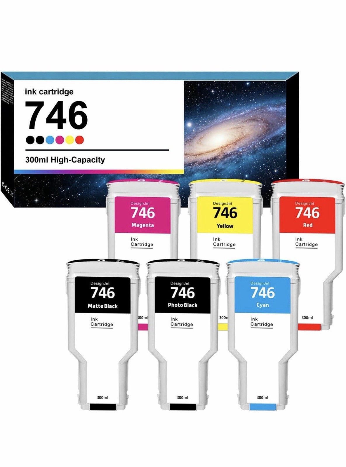 6x300ML 746 Compatible Ink Cartridge for HP DesignJet Z9 Z6 Z5600 Printer