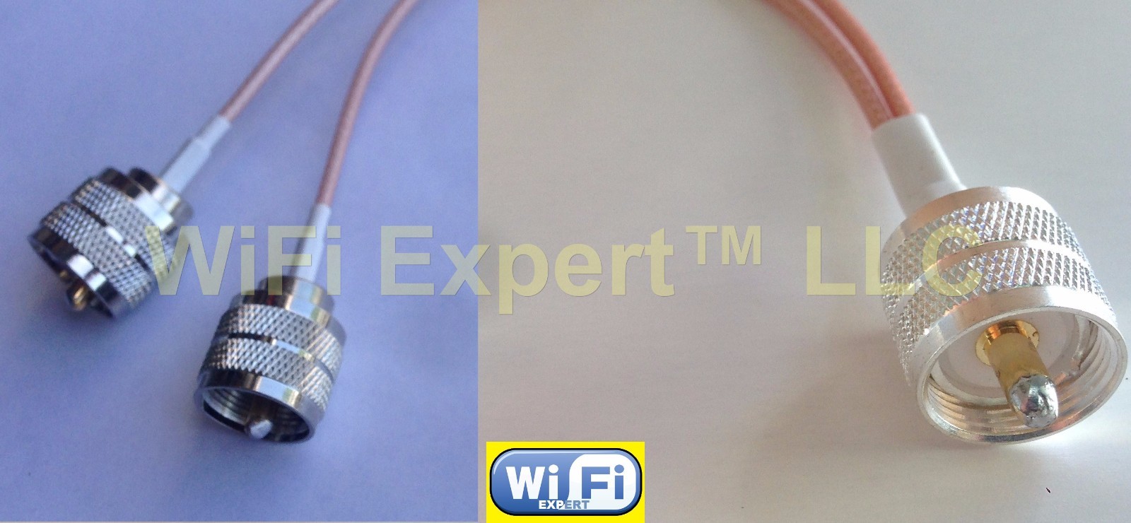 UHF male PL259 to Y type 2X Male PL-259 Splitter Combiner cable pigtail RG316
