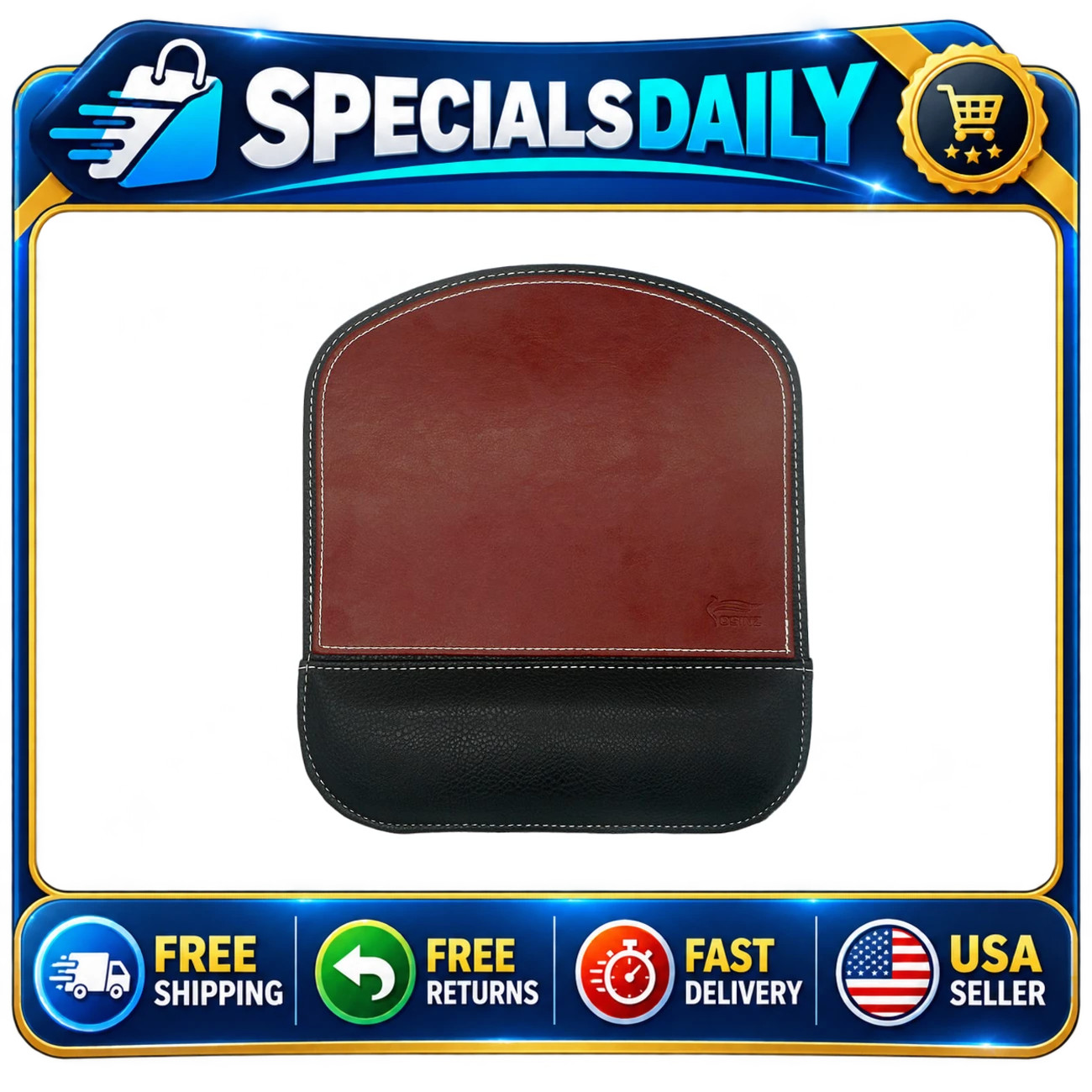Ergonomic Leather Mouse Pad with Wrist Support, Non-Slip Base, Waterproof Gaming