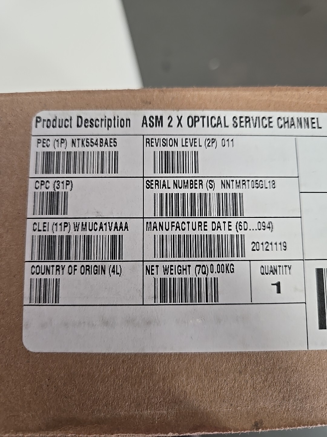  Ciena NTK554BAE5 OME 6500  OPT SERVICE CHANNEL W/WSC    