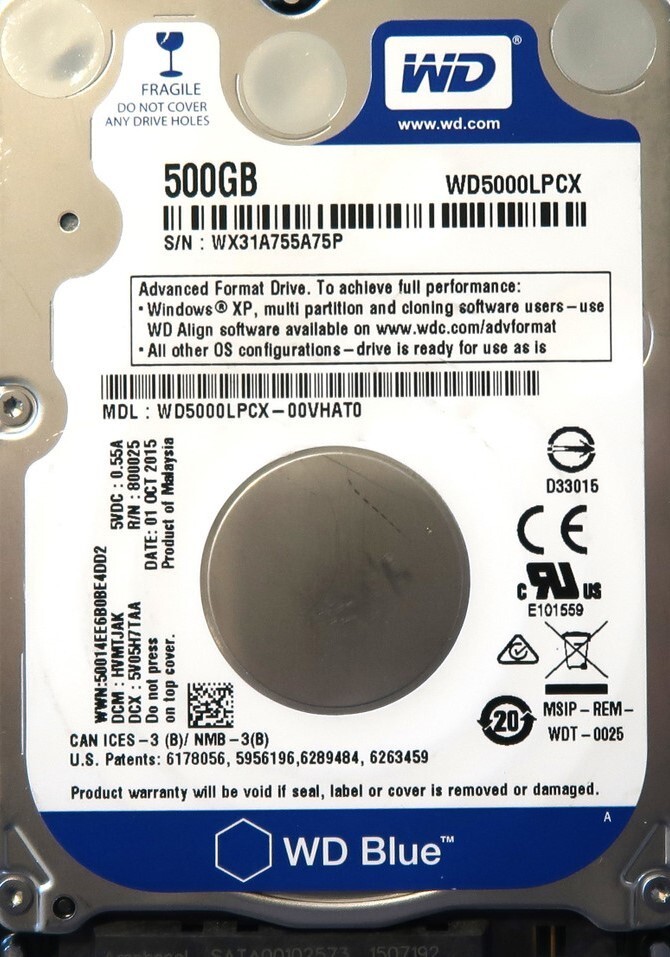 WD WD5000LPCX-00VHAT0 (See description for DCMs & Exact details) 2.5" 500gb Sata