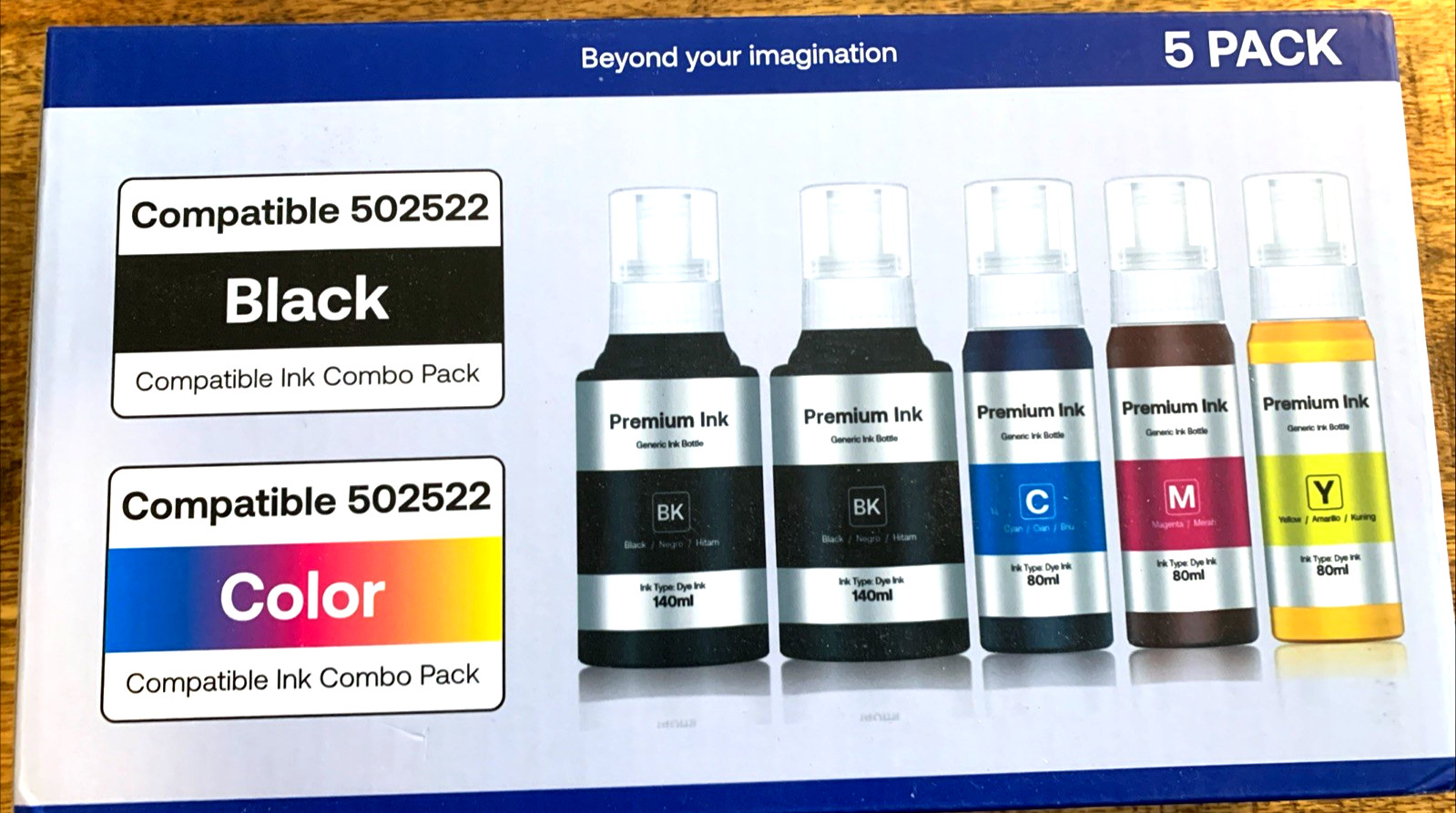 CEEBOO Refill Bottle Kit/Set...Magenta, Black, Cyan,Yellow, 5 Bottles. NEW.