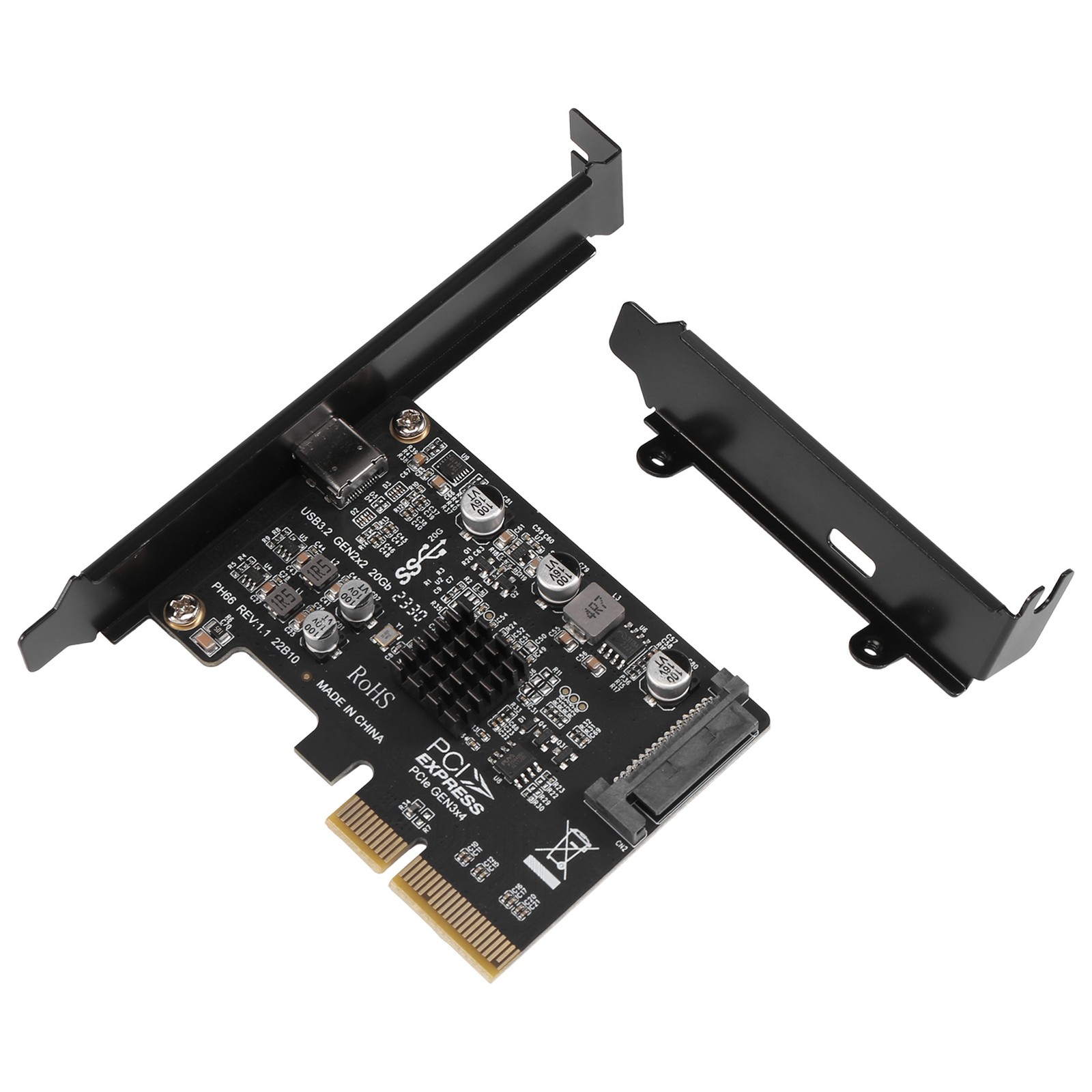 USB PCIE Card Type C PCI-Express 4X to USB 3.2 Gen 2X2 (20Gbps) ASM32428699