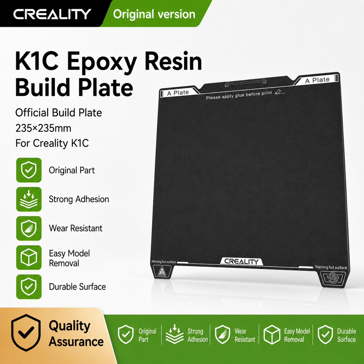 Creality K1C Epoxy Resin Build Plate 235X235mm High Strength and Wear Resistance