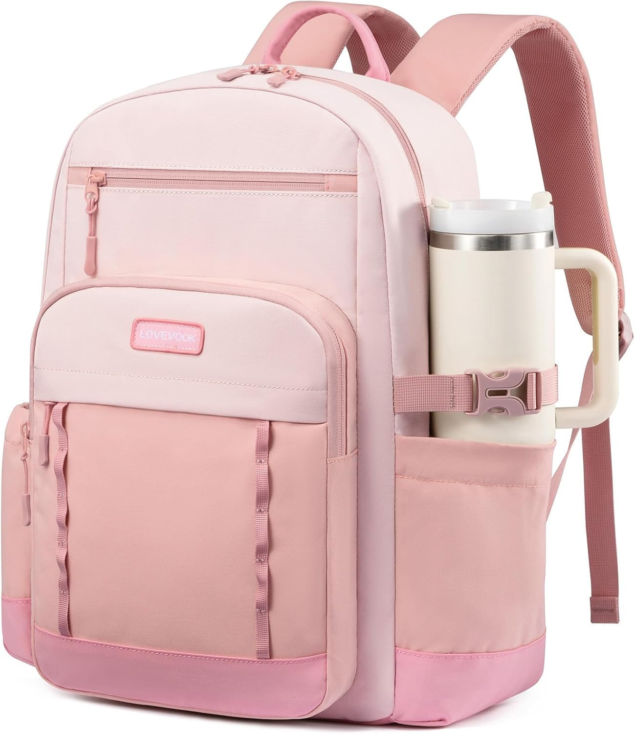 LOVEVOOK Laptop Backpack for Women with Large Cup Holder,15.6Inch DIY Design Tra