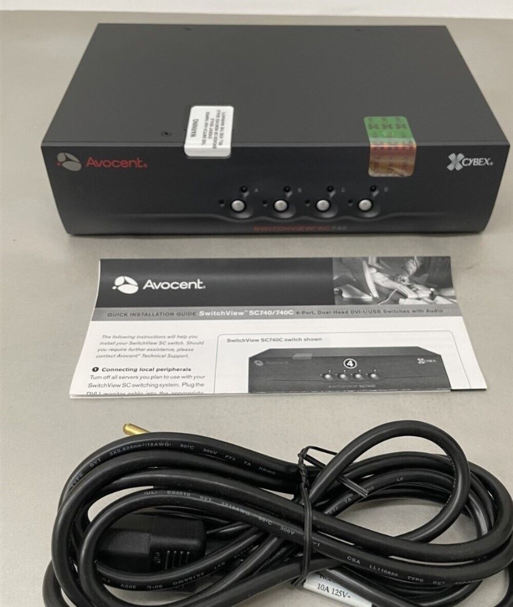 Avocent SwitchView SC740-001 Dual Monitor 1x4 Secure DVI KVM (520-868-503)