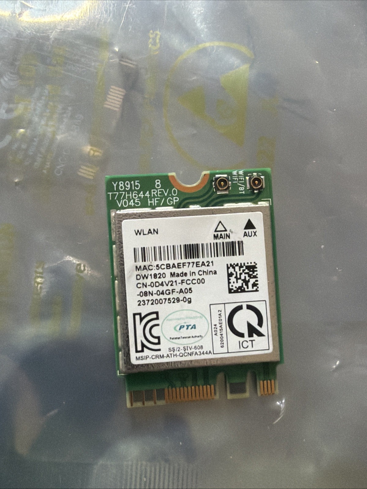 Dell D4V21 DW1820 802.11ac M.2 Wireless Card + Bluetooth 4.1 W6