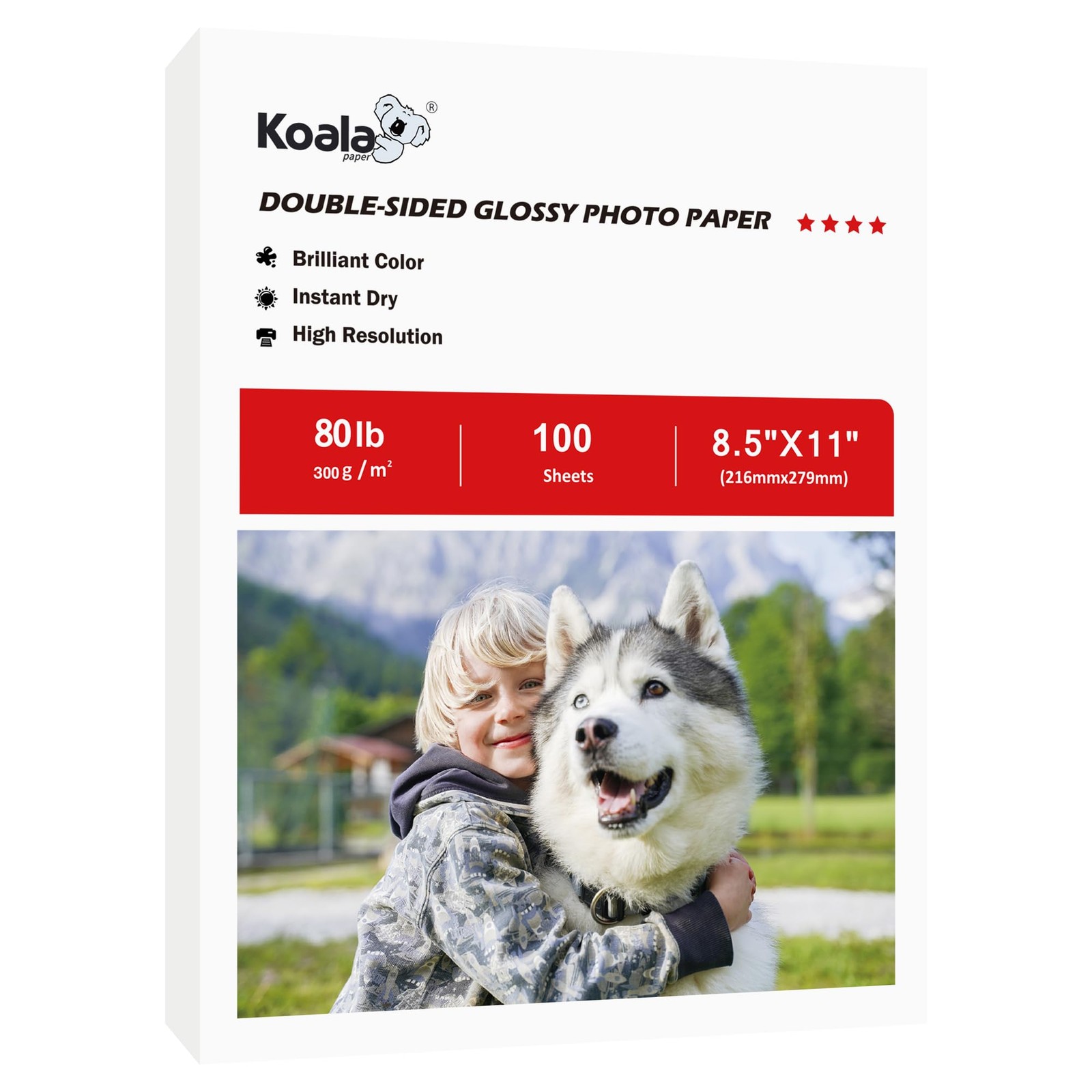 Koala Double sided Thick Glossy Photo Paper 8.5x11 Inch 80LB 100 Sheets