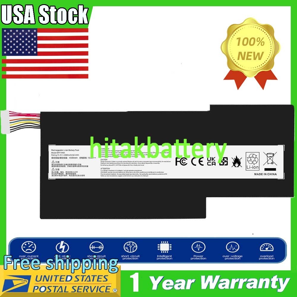 NEW battery for MSI GF63 8RC MSI GS63VR 7RG MS-17B4 MS-16K3 BTY-M6K 11.4V 52.4Wh