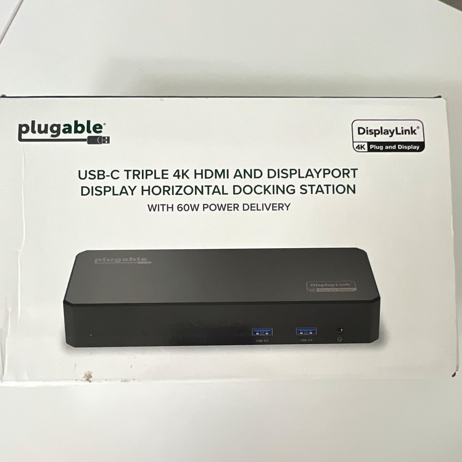 Plugable USB-C Docking Station Triple 4K HDMI/DP USB 3.0 Audio 60W PD