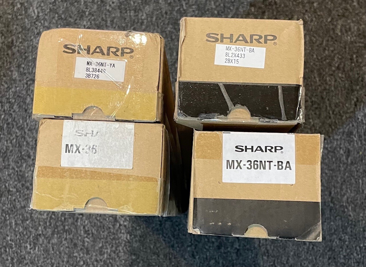 MX-36NT-BA-MX-36NT-YA TONER CARTRIDGES (2 ea) LOT OF SHARP TONERS