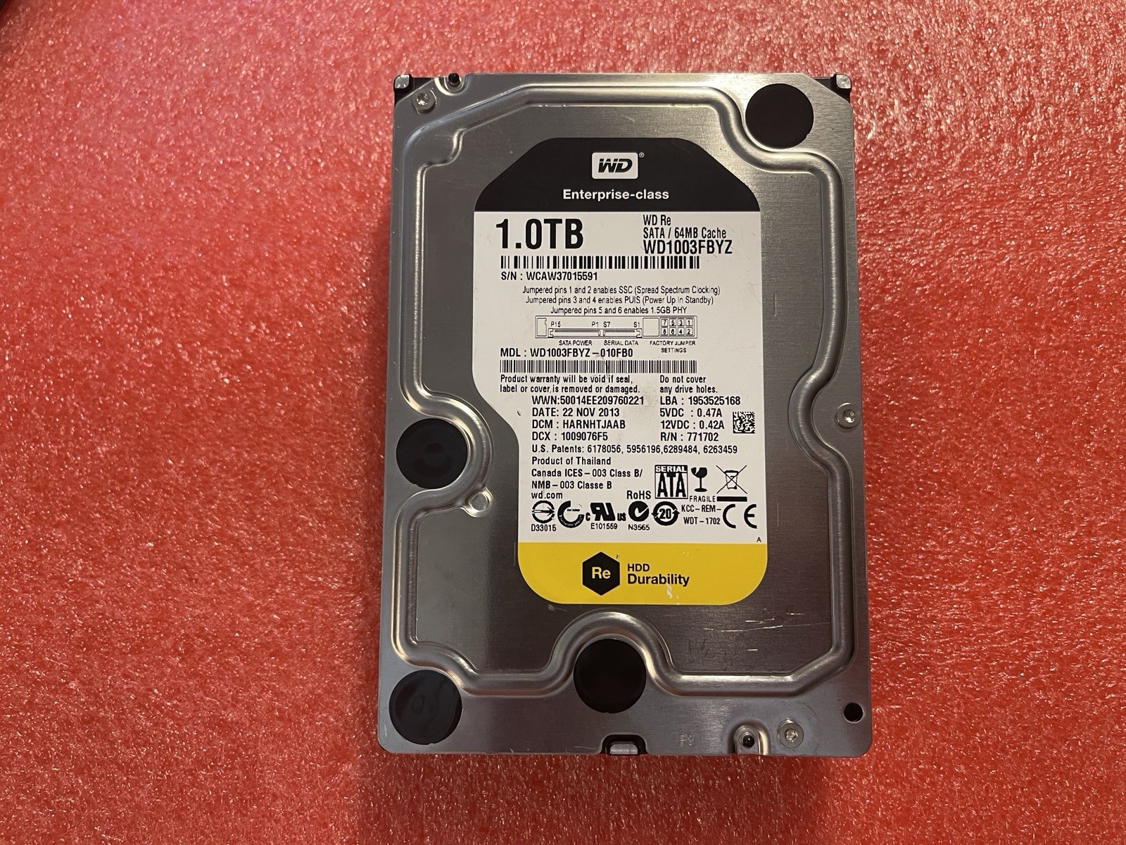 1 TB Western Digital 1TB 7.2K RPM 3Gb/s 3.5" SATA HDD Hard Drive WD1003FBYZ