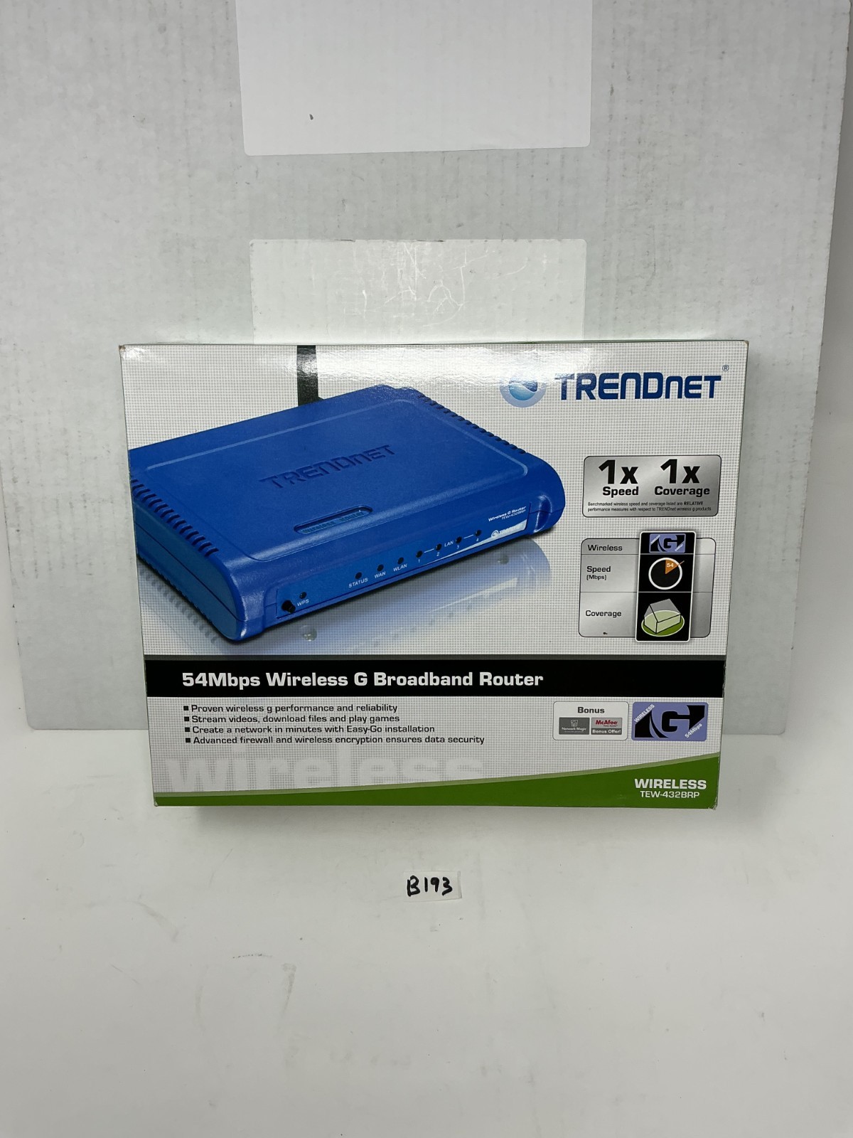 TRENDnet TEW-432BRP 54 Mbps 4-Port 10/100 Broadband Wireless Firewall Router-New