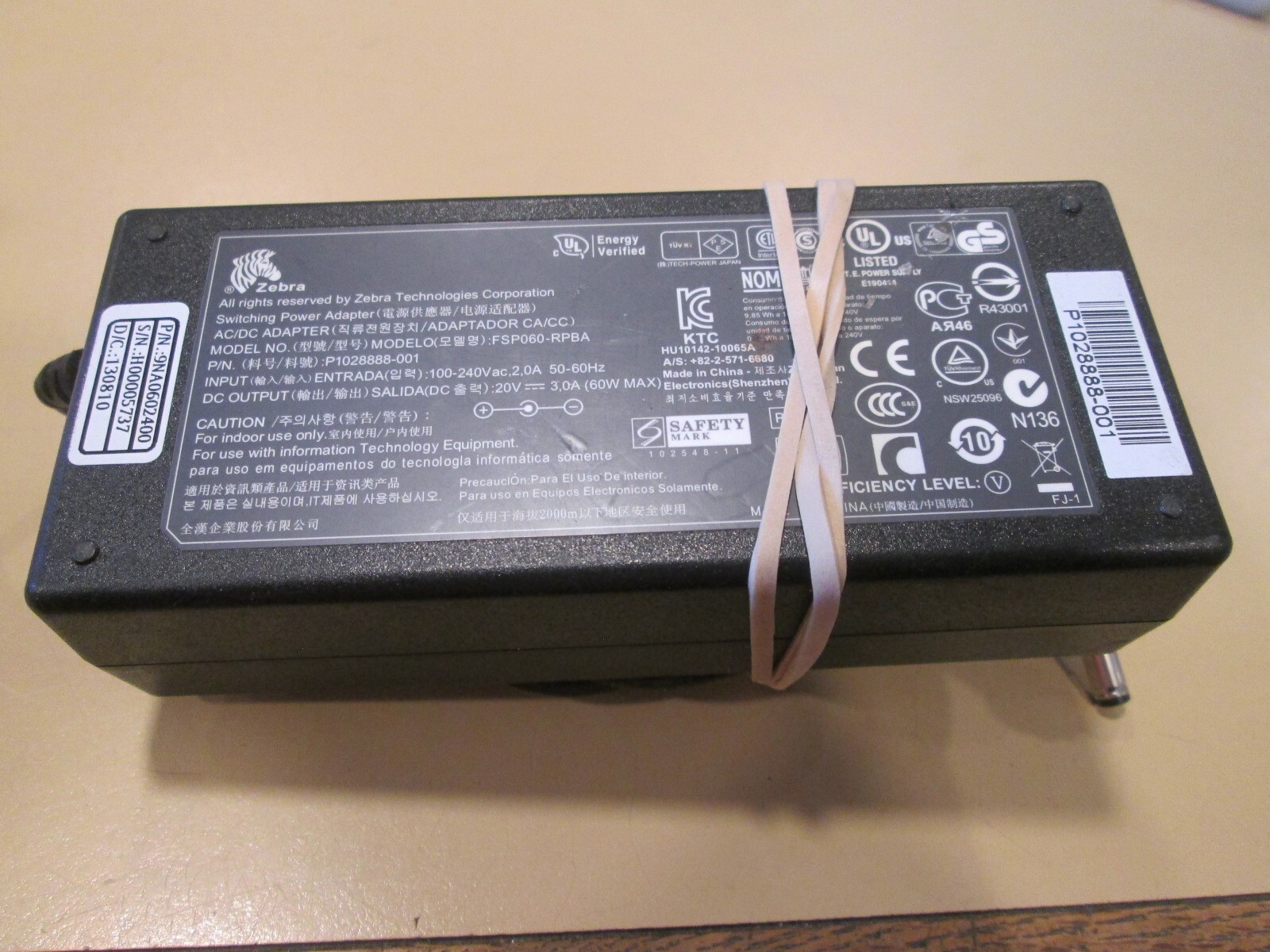 Genuine Zebra FSP060-RPBA FSP060 RPBA AC Adapter FSP060-RPBA P1028888-001 & Cord