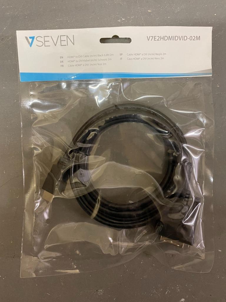 LOT OF 60 NEW VSeven V7E2HDMIDVID-02M HDMI Male to DVI-D Male 2 meter