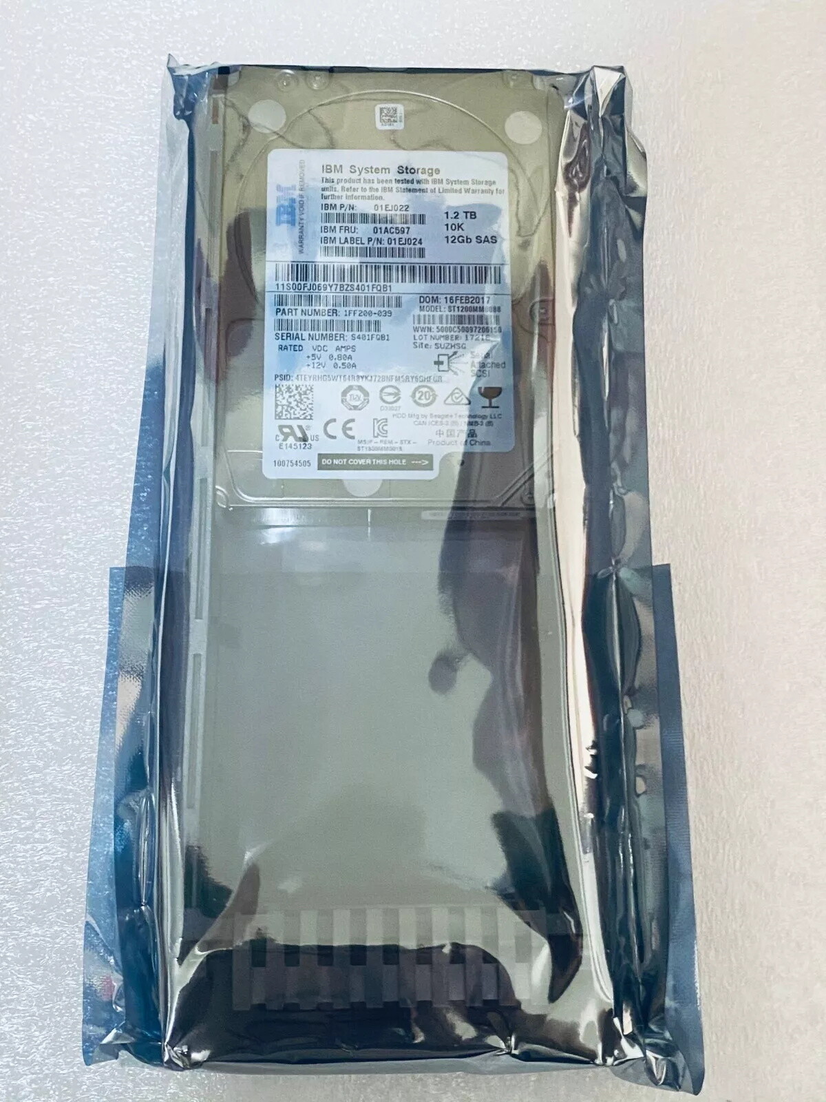 01AC597 01EJ022 01EJ024 FOR IBM 1.2TB 10K RPM 12Gbps 2.5" SAS HDD Hard Drive