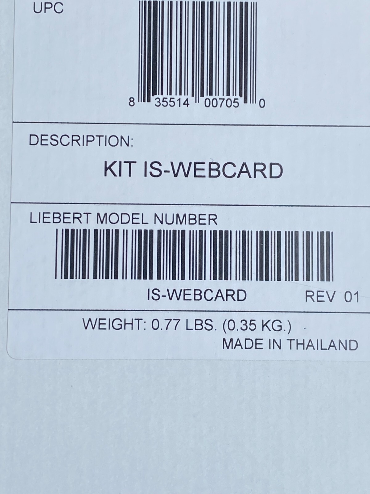 EMERSON LIEBERT INTELLISLOT KIT IS-WEBCARD 416791G