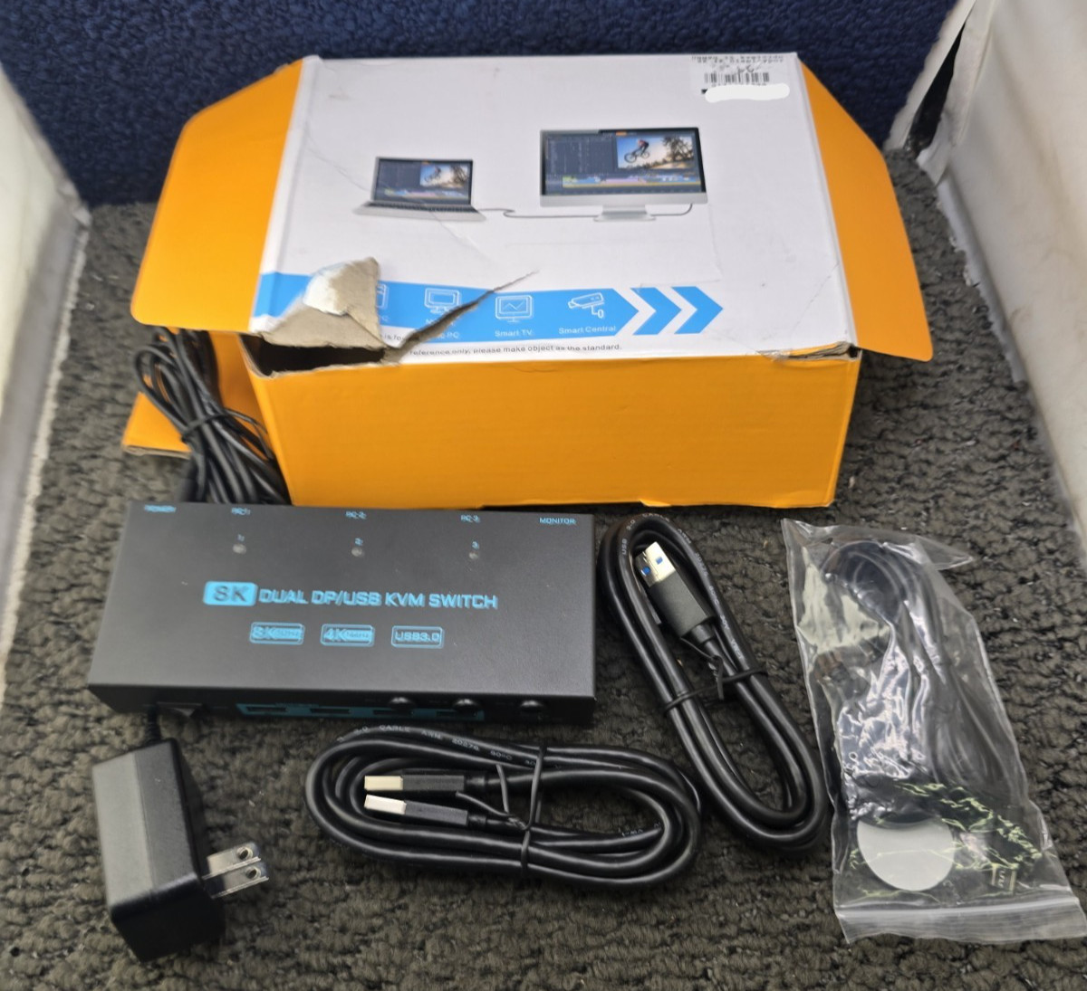 KCEVE 8K Dual DP/USB KVM Switch, Black 8K 30Hz, 4K 144Hz, USB 3.0
