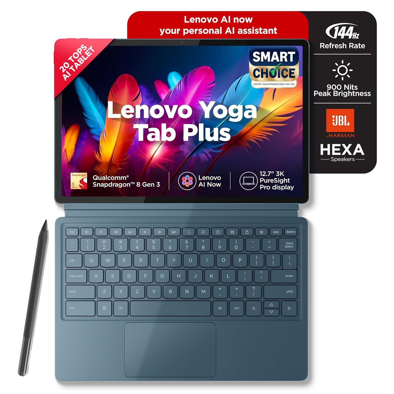 Lenovo Yoga Tab Plus Smartchoice AI Tablet  Pen+Keyboard(16GB RAM, 512GB) (Teal)