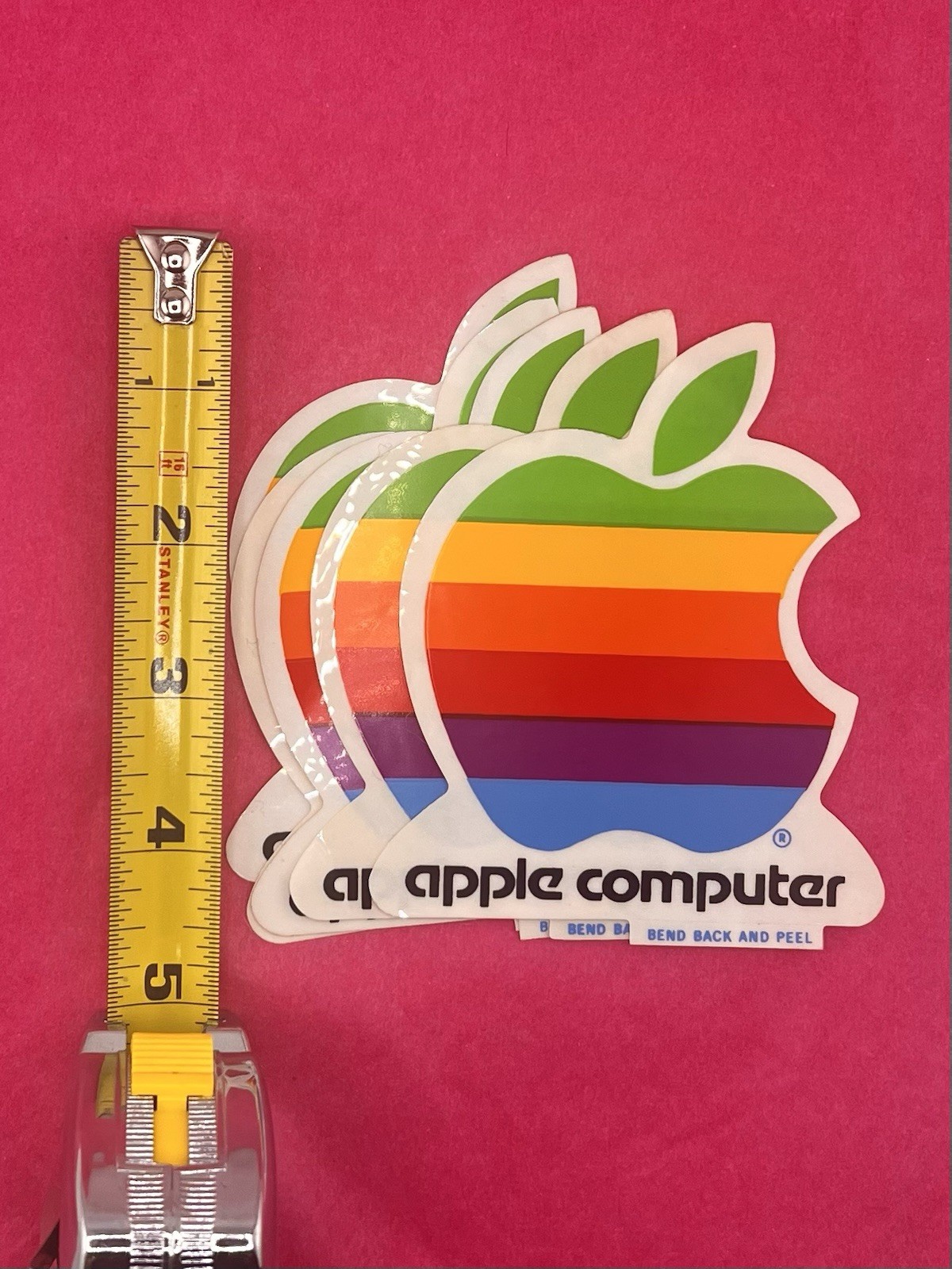 Lot of 5 Vintage Apple Computer Rainbow Logo Sticker Decal Macintosh 1980s NOS