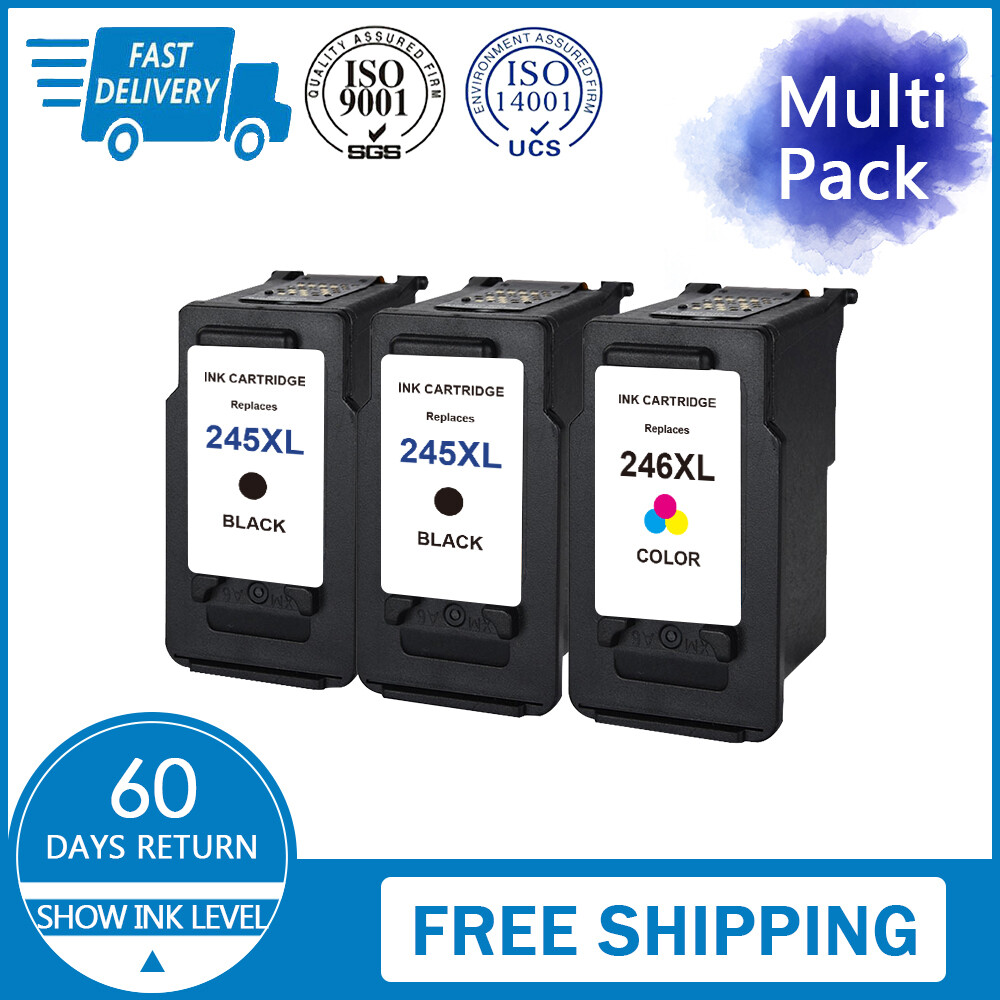 3Pk PG-245XL Black & CL-246XL Color Ink for Canon PIXMA iP2820 MG2520 MG3020 .