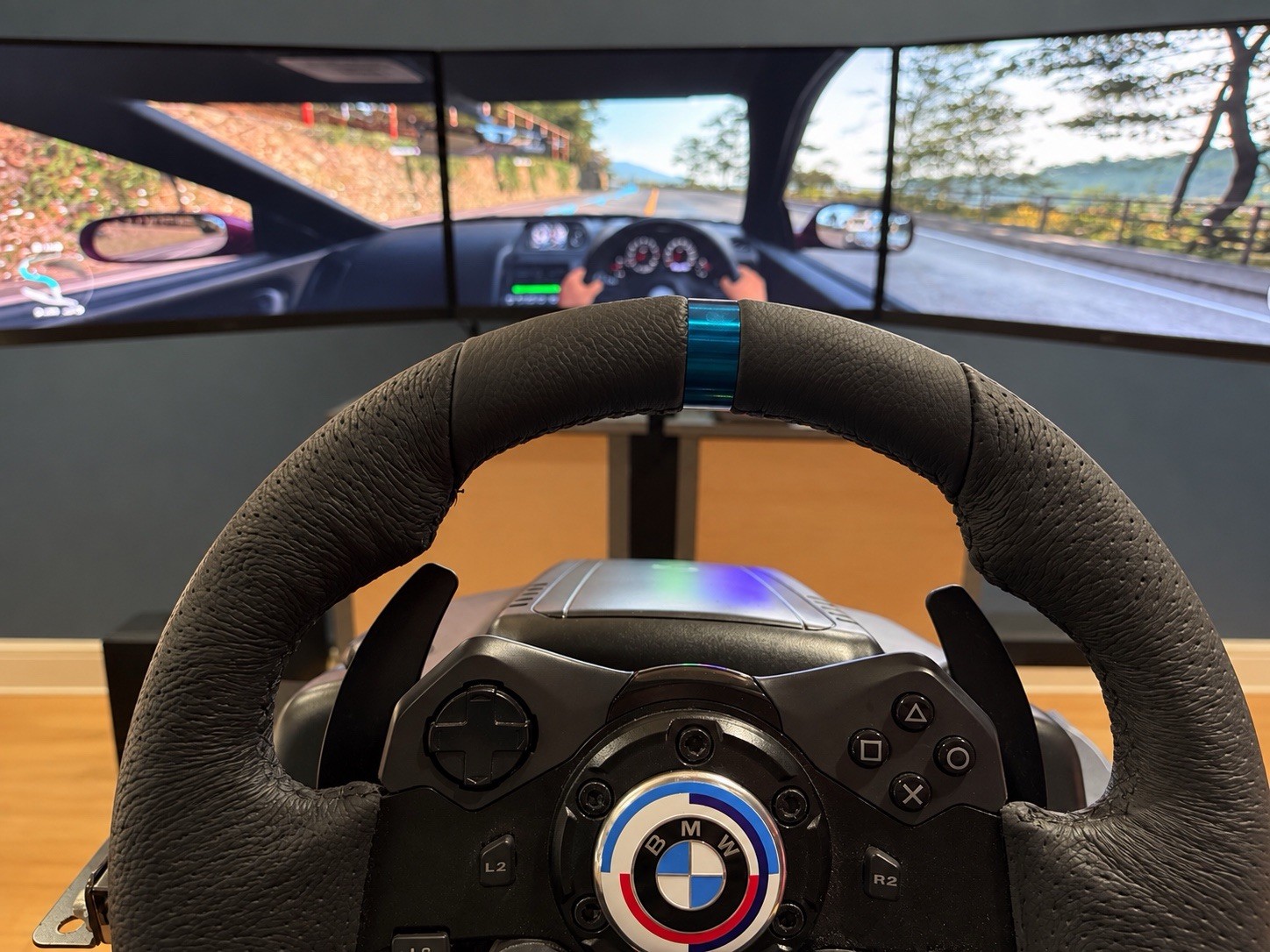 3 LG 32 Ultra Gear Monitors Racing Sim 