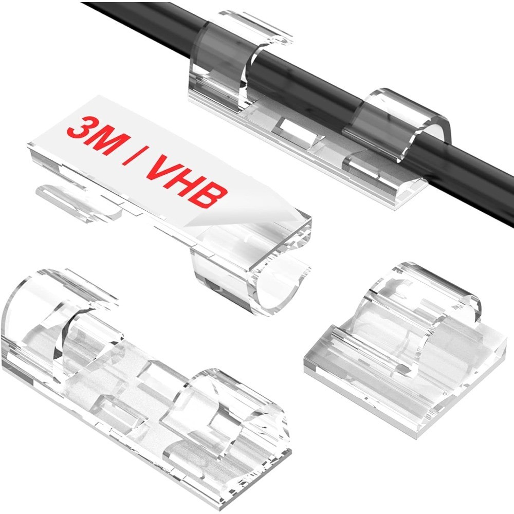 Adhesive Cable Clips Clear (40PCS, M), Indoor/Outdoor Cord Clips for Wires on