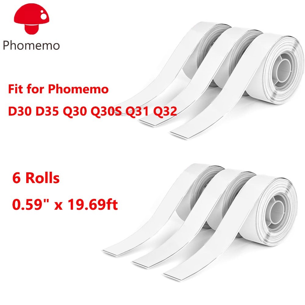6 Rolls Phomemo D30 Label Tape Continuous Print Master Label Maker Sticker Refil