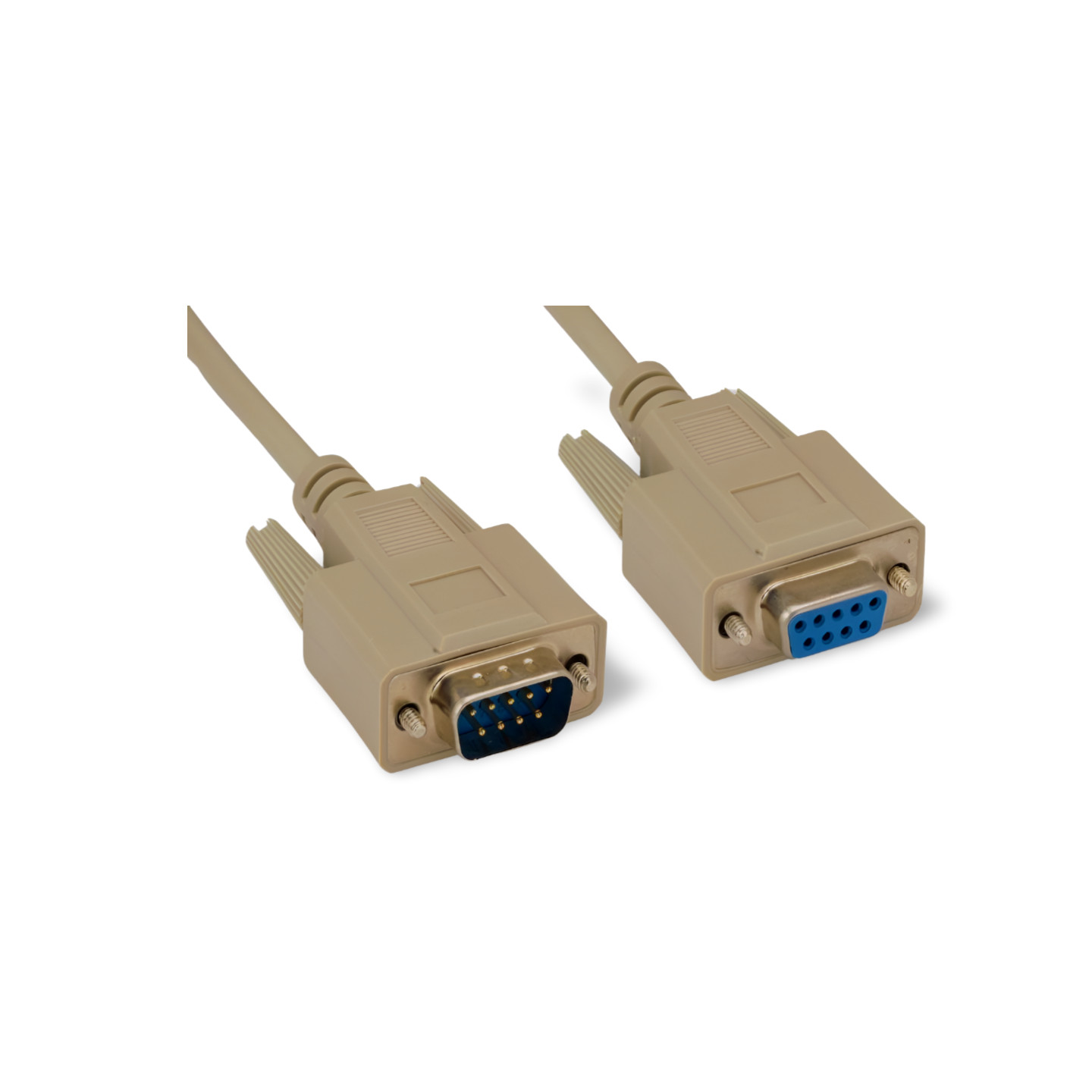 15ft DB9 Male to DB9 Female Serial Cable Extension - Beige