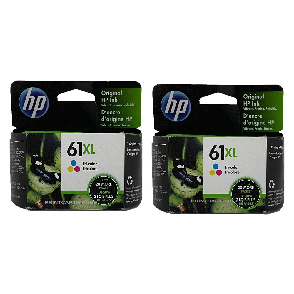 2pcs HP 61XL Color Ink Cartridges Genuine