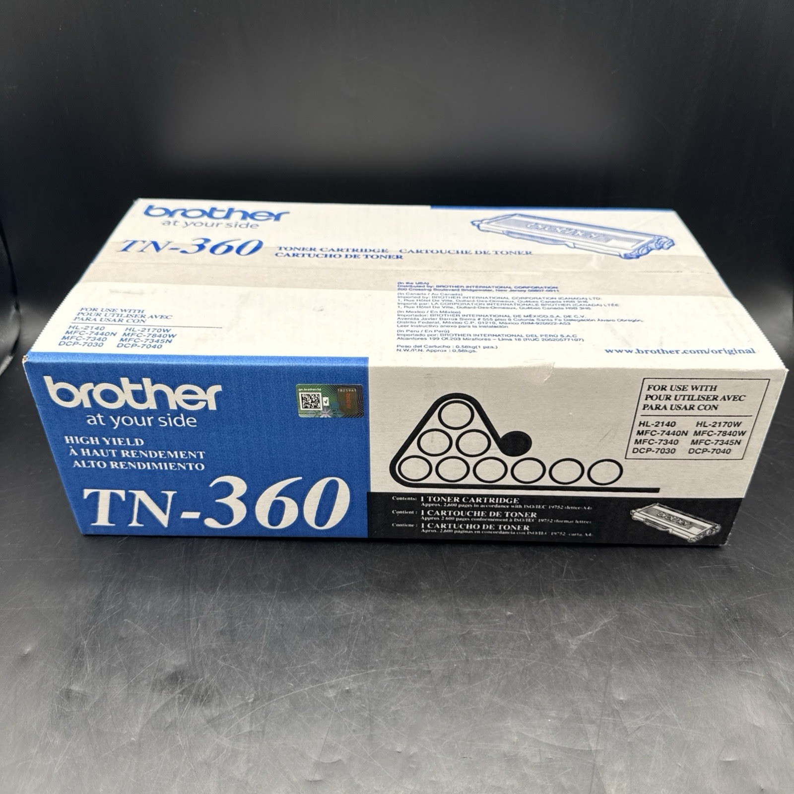Genuine Brother TN-360 High Yield Toner Cartridge Black. Authentic, OEM.