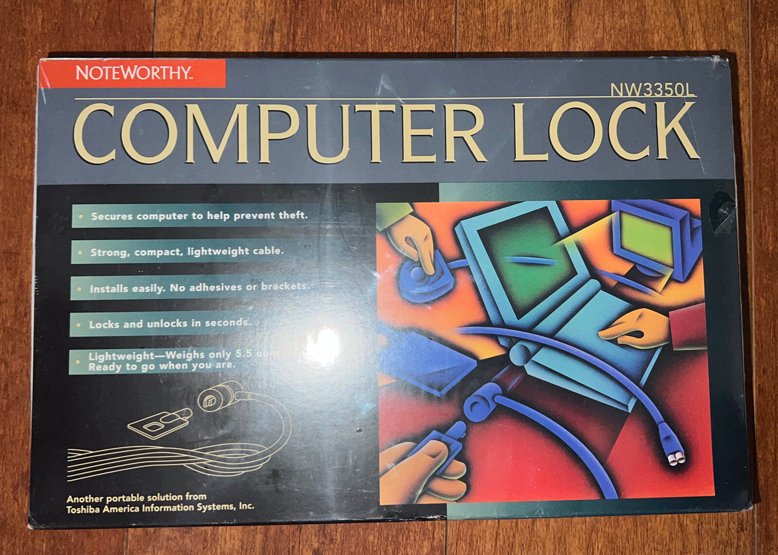 NW3350L Noteworthy Computer Laptop Steel Cable Lock with Key New in Un-Open Box