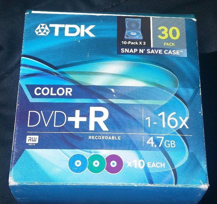TDK DVD+R RW 4.7gb 16x - 30 Pack (4 missing) NEW Plastic Snap N' Save DVD Case