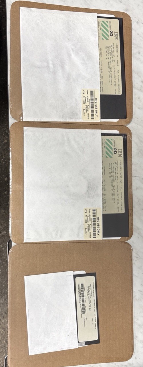 Two IBM 8” Floppy Disk and 5.25” Disk. New Sealed.