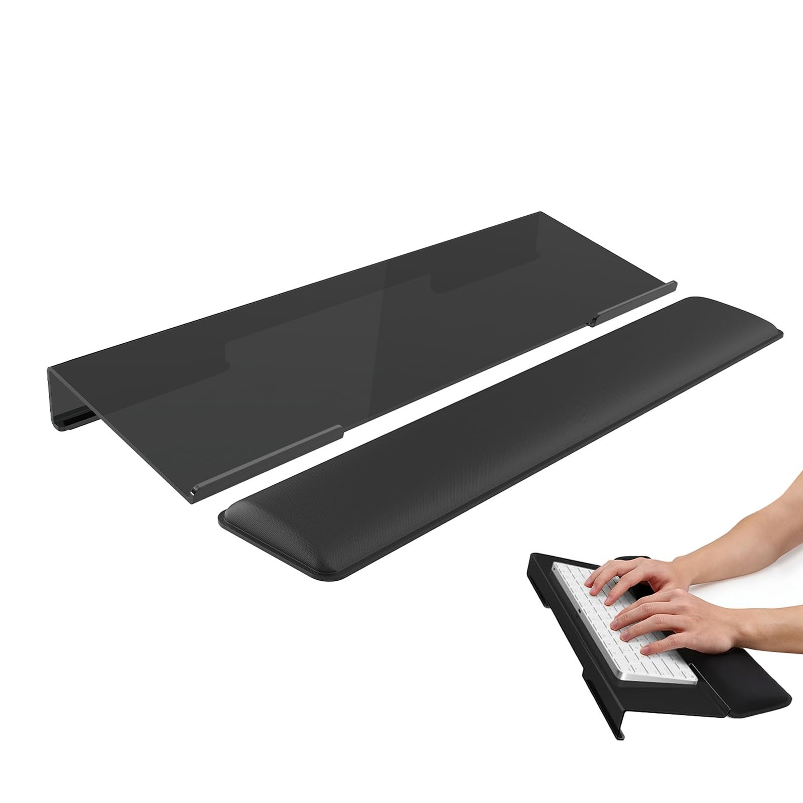 Computer Keyboard Stand and Wrist Rest Set，Keyboard Holder with Wrist Pad, Co...