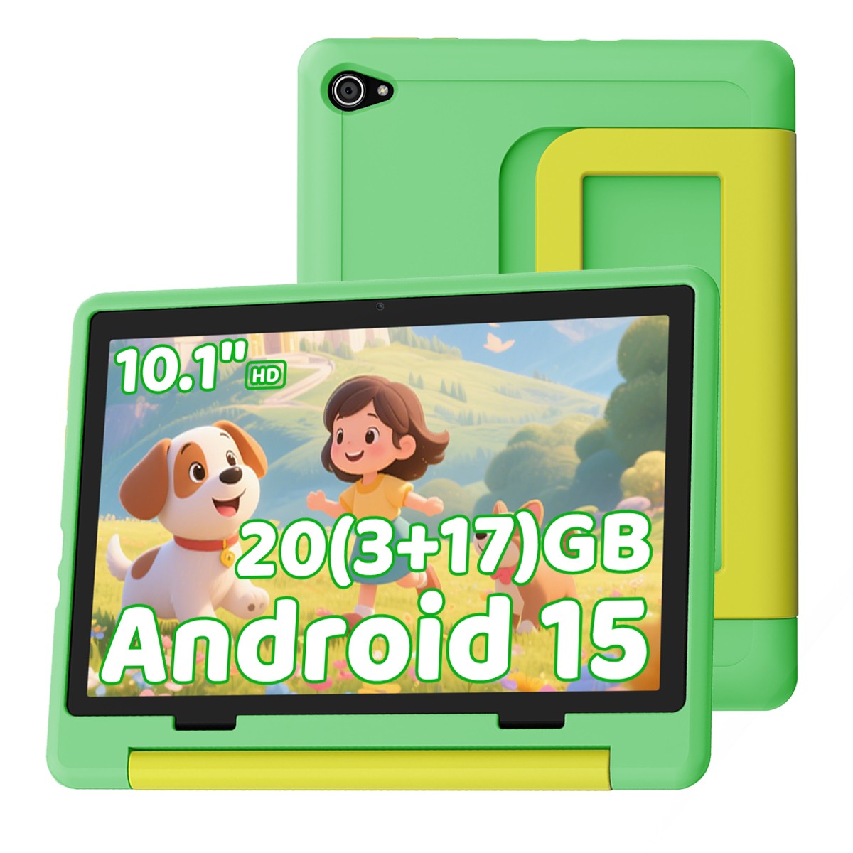 Android 15 10.1 inch Kids Tablet 64GB Bluetooth WiFi Dual Camera Education 5pcs