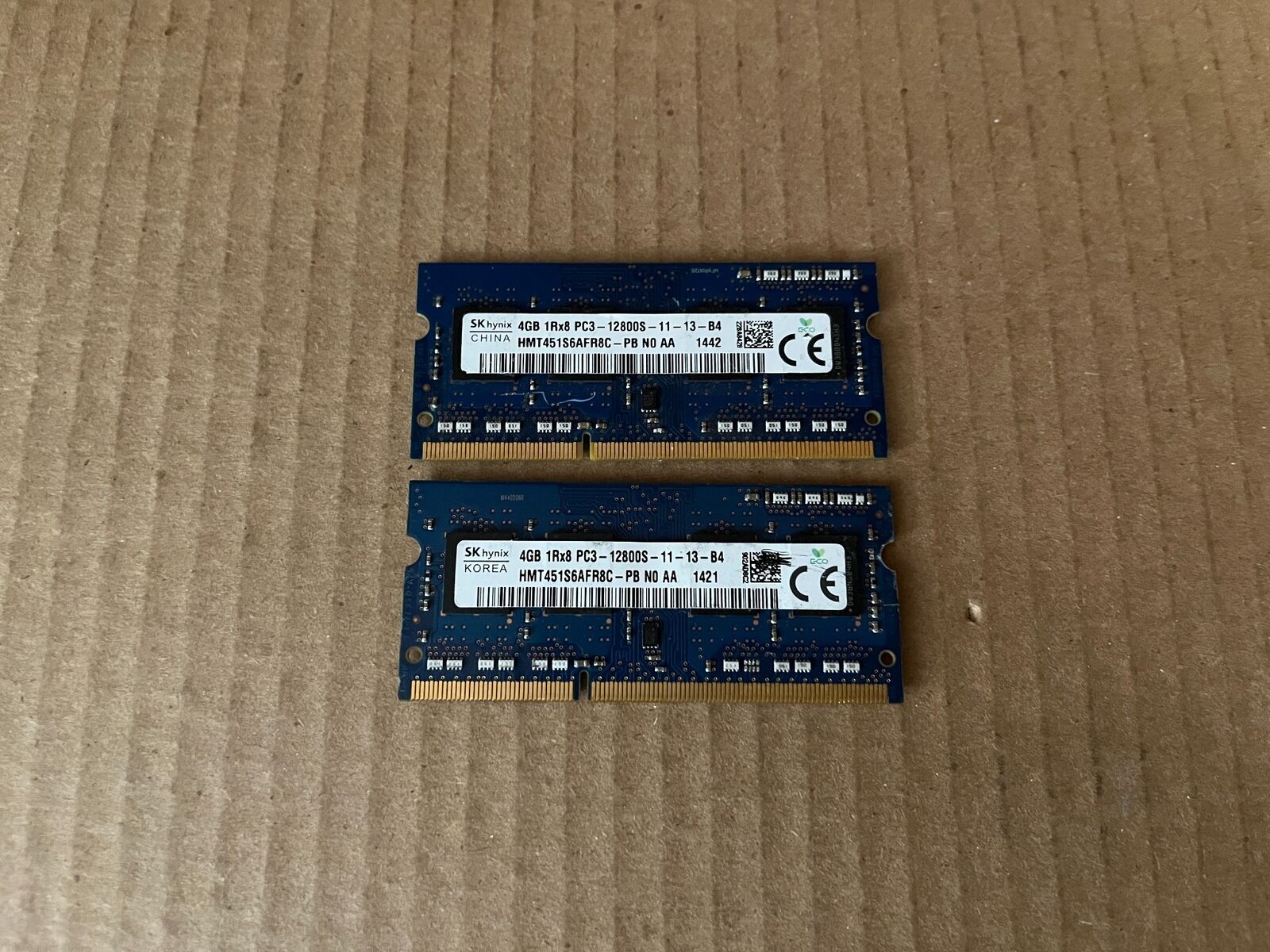 LOT 2 SK HYNIX 4GB 1RX8 PC3-12800S-11-13-B4 LAPTOP RAM HMT451S6AFR8C-PB W3-2(40