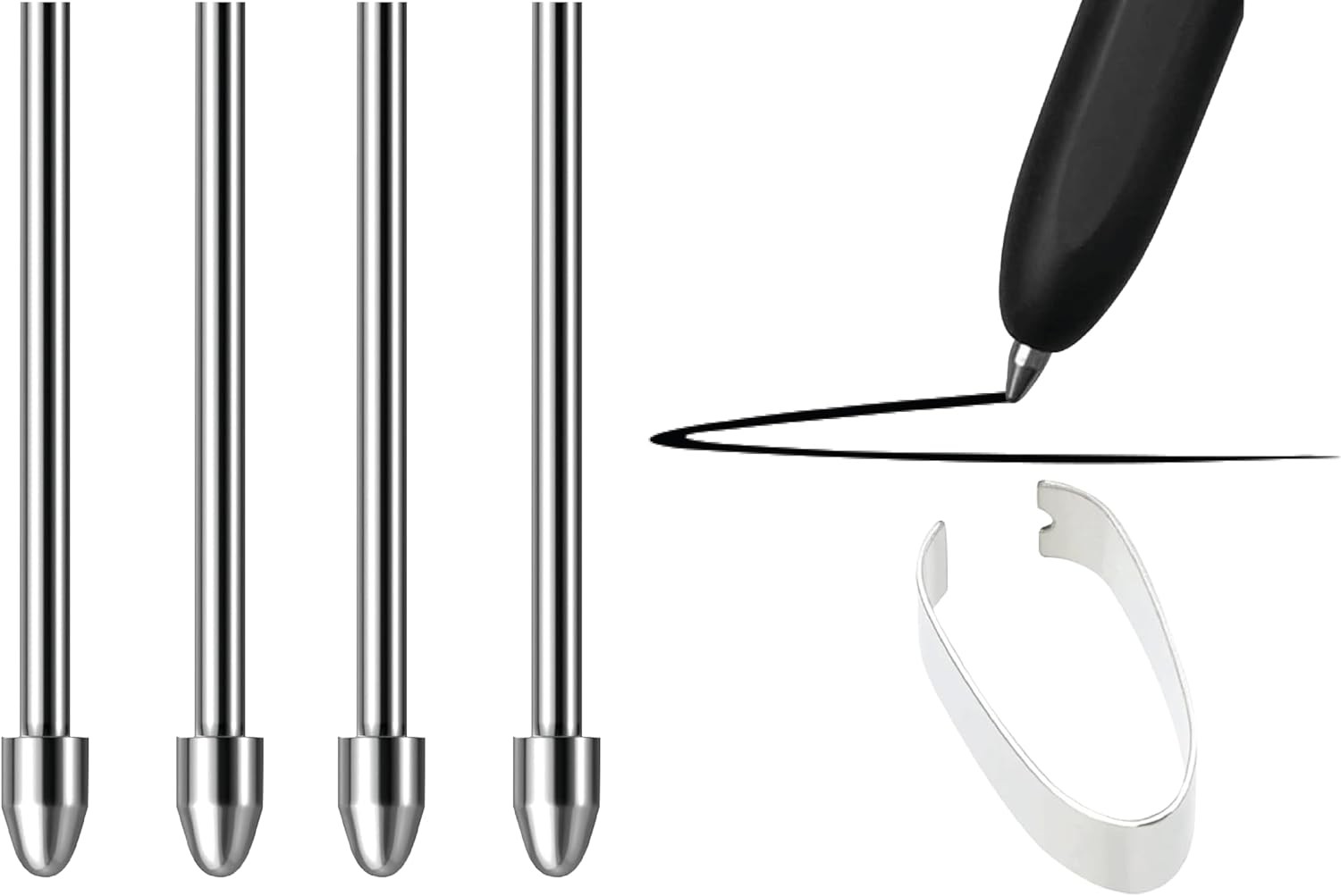 No Worn Out Titanium Alloy Metal Remarkable 2 Pen Tips Replacement Black 